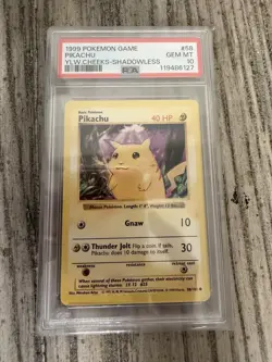 Pokemon Shadowless Pikachu Yellow Cheeks 058/102 -PSA 10 GEM MINT - Base Set - Image 1