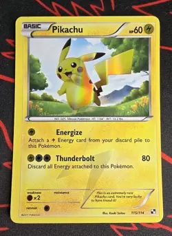 2011 Pokemon Pikachu 115/114 Black & White SECRET Rare Holofoil Off Centered 🔥 - Image 1