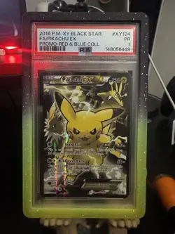 Pokemon Pikachu EX XY124 Promo Full Art Holo 2016 PSA 1 English - Image 1