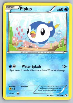 Piplup 33/113 Common Legendary Treasures Pokemon Moderately Played - Image 1