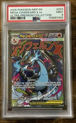 2025 POKEMON MEP EN-ME UPC BLACK STAR PROMO #023 MEGA CHARIZARD X ex PSA 9 - Image 1