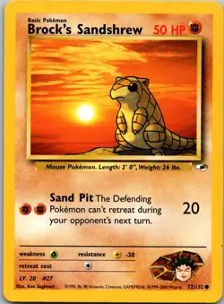 Brock's Sandshrew 72/132 Common Gym Heroes Pokemon Unlimited Near Mint - Image 1