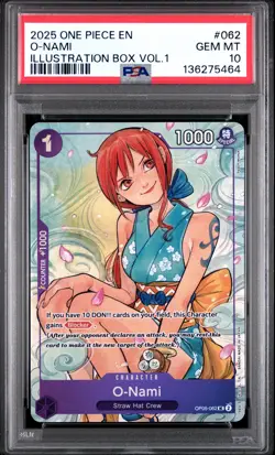 2025 ONE PIECE PROMOS ILLUSTRATION BOX VOL.1 #062 O-NAMI PSA 10 - Image 1