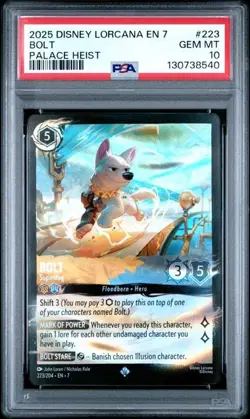 Lorcana Bolt Superdog (223/204) Palace Heist Promo FOIL PSA 10 Gem Mint POP 3 - Image 1