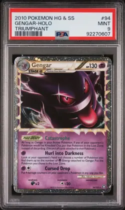 Pokemon Gengar Prime 94/102 PSA 9 Mint HGSS Triumphant Holo Rare 2010 - Image 1
