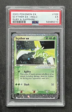 Pokemon TCG Scyther EX Ruby & Sapphire 2003 102/109 Holo Rare PSA 5 - Image 1