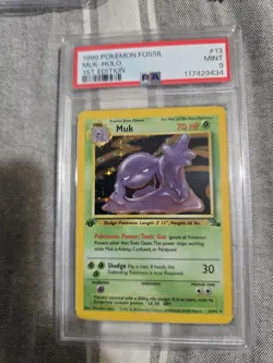 1999 Pokemon Fossil #13 Muk PSA 9 Holo First Edition - Image 1