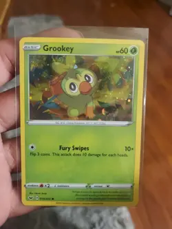 SWIRL 🌀 Grookey 010/202 Cosmos Holo Sword & Shield Pokemon Card - Image 1