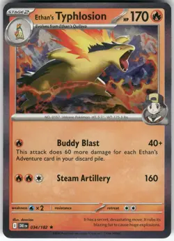Ethan's Typhlosion 034/182 Rare Destined Rivals Pokemon Holo Near Mint - Image 1