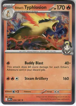 Ethan's Typhlosion 034/182 Rare Destined Rivals Pokemon Holo Near Mint - Image 1