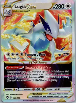 Pokemon Lugia VSTAR 139/195 SWSH12: Silver Tempest Ultra Rare card Near Mint - Image 1