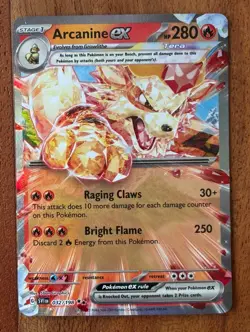 Pokemon TCG Arcanine ex 032/198 Scarlet and Violet Base Set Double Rare NM Card - Image 1