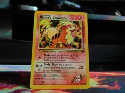 Blaine’s Growlithe Gym Challenge LP Pokemon Card WOTC Vintage Kanto Fire - Image 1