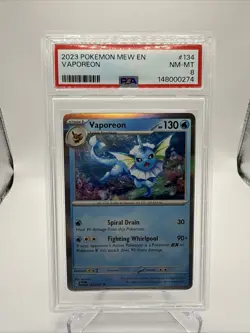 POKEMON 151 #134 VAPOREON - PSA 8 - 2023 MEW EN SCARLET VIOLET ENGLISH CARD - Image 1