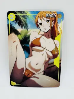 One Piece Goddess Nami Bikini Girl DIY Doujin Kawaii Art Holo Card - Image 1