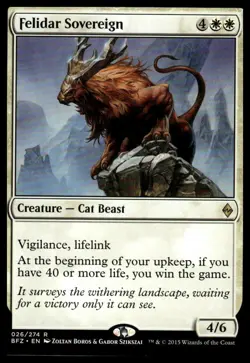 MTG Battle for Zendikar #26 Felidar Sovereign - Lightly played - Image 1