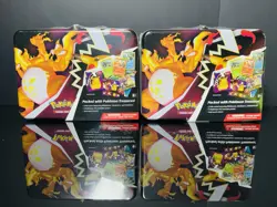 SET OF 2 Pokemon Charizard Collector's Chest Tin Set with Cards and Stickers - Image 1