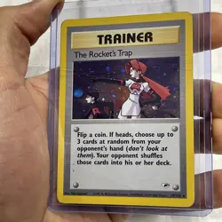Pokemon Gym Heroes The Rocket's Trap Holo 19/132 HP Heavily Played SWIRL Rare - Image 2