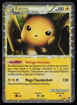 Raichu 83/90 Holo Prime Rare HGSS Undaunted Pokemon English LP - Image 1
