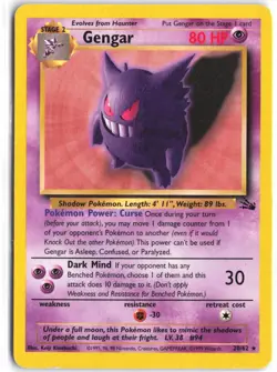 Gengar 20/62 Rare Fossil Pokemon Unlimited LP - Image 1
