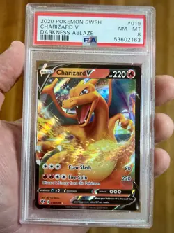 PSA 8 - 2020 Pokemon Darkness Ablaze Charizard V #019 - Image 1