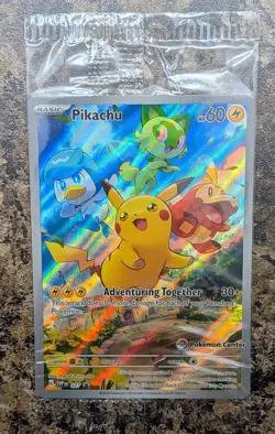 Pokemon TCG Scarlet & Violet Pikachu Promo SVP 027 Sealed Pokemon Center Stamp - Image 1
