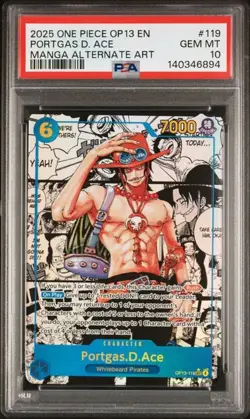 One Piece Portgas.D.Ace OP13 Manga Alt Art #119 PSA 10 Gem Mint - Image 1