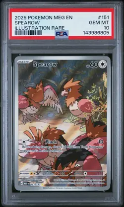 2025 POKEMON MEG EN-MEGA EVOLUTION ILLUSTRATION RARE #151 SPEAROW PSA 10 - Image 1