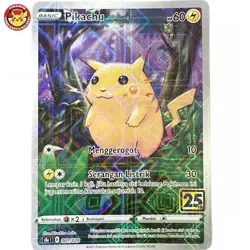 Pikachu 001/028 25th Anniversary Reverse Holo Pokemon TCG Indonesia - Image 1