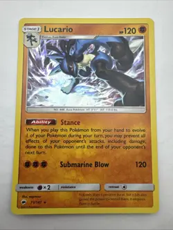 Lucario, 71/147, Burning Shadows, Holo Rare Pokemon Tcg - Image 1