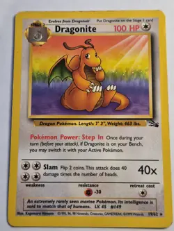 Pokemon TCG Dragonite 19/62 Fossil Non-Holo Rare MP - Image 1