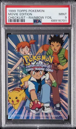 1999 TOPPS POKEMON THE MOVIE EDT CHECKLIST-RAINBOW FOIL MOVIE EDITION PSA 9 - Image 1