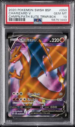 2020 POKEMON SWSH BLACK STAR PROMO #050 CHARIZARD V PSA 10 - Image 1