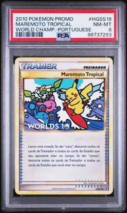 2010 POKEMON WORLD CHAMPIONSHIPS PROMO PORTUGUESE MAREMOTO TROPICAL PSA 8 - Image 1