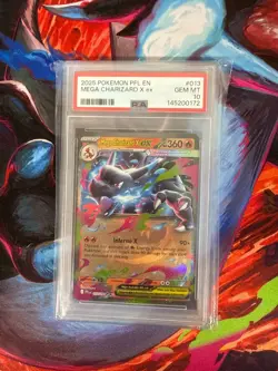 2025 Pokemon Mega Charizard X ex 013/094 RR Phantasmal Flames English PSA 10 GEM - Image 1