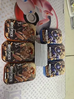 One Piece CCG Tin Set Vol 2 EMPTY TINS ONLY 3 Ace, & 3 Sabo. Plus Stack Of Bulk - Image 1