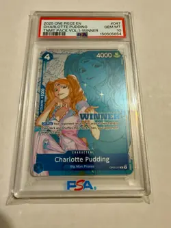 Charlotte Pudding OP06-047 Winner 2025 One Piece TNMT Pack Vol. 1 PSA 10 POP 47 - Image 1