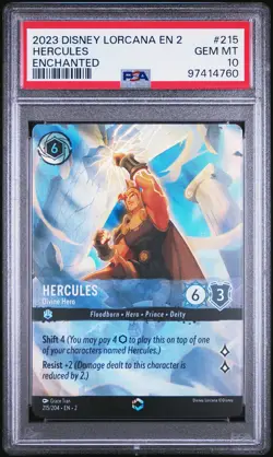 2023 DISNEY LORCANA EN 2-RISE OF THE FLOODBORN HERCULES - DIVINE HERO PSA 10 - Image 1