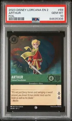 2023 Disney Lorcana Rise of the Floodborn Arthur FOIL PSA 10 GEM #69 - Image 1