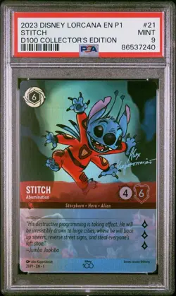PSA 9 STITCH FOIL 21/P1 DISNEY LORCANA D100 COLLECTOR’S EDITION ENGLISH 2023! - Image 1