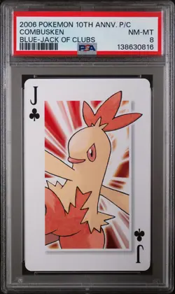 2006 POKEMON CENTER 10TH ANNIVERSARY PLAYING CARDS BLUE DECK COMBUSKEN PSA 8 - Image 1