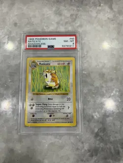 1999 Pokemon Game Raticate Shadowless Card #40 PSA Graded NM- Mint 8 - Image 1