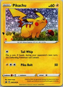 Pikachu SWSH039 Miscellaneous Cards & Products Pokemon TCG Holo P NM - Image 1