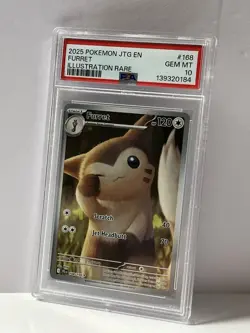 2025 POKEMON JTG EN-JOURNEY TOGETHER ILLUSTRATION RARE #168 FURRET PSA 10 - Image 1