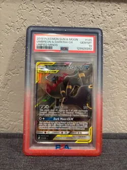 PSA 10 (with guard) UMBREON & DARKRAI GX POKEMON SUN & MOON UNIFIED MINDS #125 - Image 1
