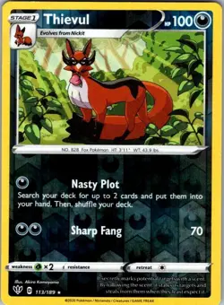 Thievul 113/189 Darkness Ablaze Pokemon Reverse Holo Near Mint - Image 1