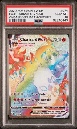 Pokemon Charizard VMAX Champion's Path Secret Full Art #074 PSA 10 Gem Mint - Image 1