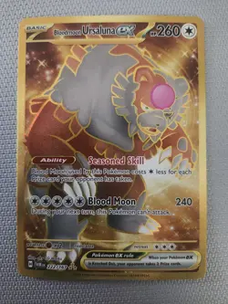 Pokemon TCG Bloodmoon Ursaluna EX Twilight Masquerade Hyper Rare 222/167 NM - Image 1
