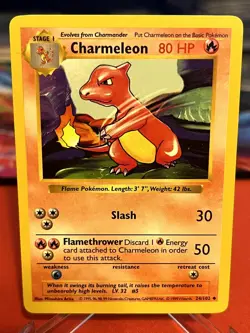 Charmeleon 24/102 Uncommon Base Set Shadowless Pokemon Unlimited MP - Image 1