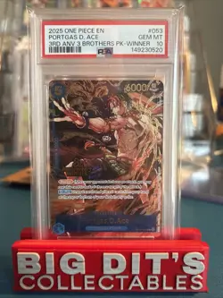 2025 ONE PIECE 3RD ANV TOURNAMENT 3 BROTHERS PACK WINNER PORTGAS D. ACE PSA 10 - Image 1